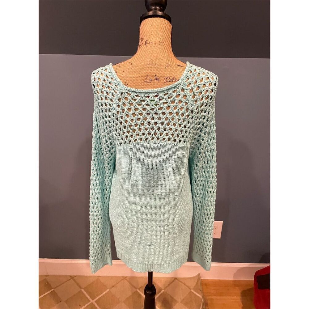 3/$15 Island Republic Women's Green Crochet Knit Pullover Sweater Size L - Picture 8 of 11